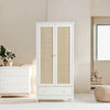 Solid Wood Rattan White Finish 2 Door Wardrobe