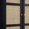 Classic Solid Wood Rattan Black Finish Compact 2 Door Wardrobe