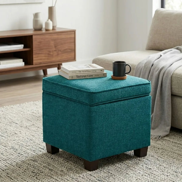 Flagstaff Solid Wood Ottoman Sea Green