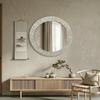Round Floral Grey Vanity Bone inlay Wall Mirror