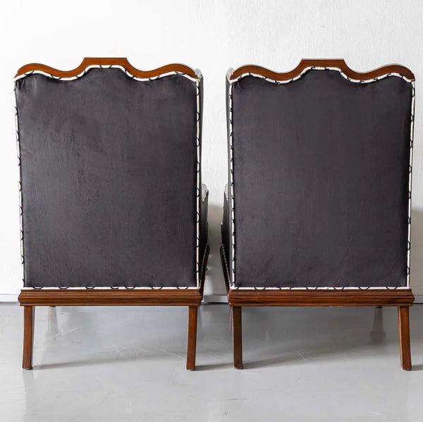 Fochville Pair of Luxurious Teakwood Walnut Wing Chair