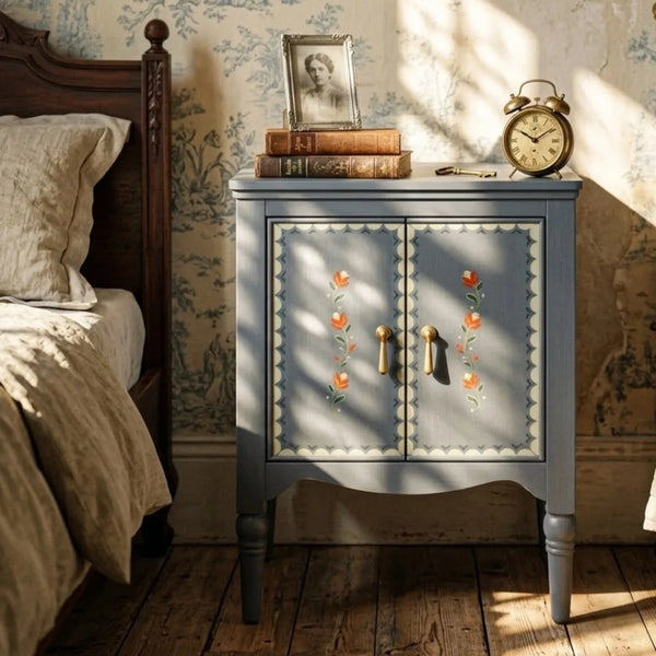 Folkstone Mango Wood Bed Side Table Hand Craved