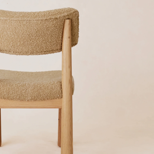 Freiburg Oak Wood & Boucle Fabric Dining Chair
