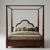 Frenchiya Teakwood Poster Bed In Walnut Finish