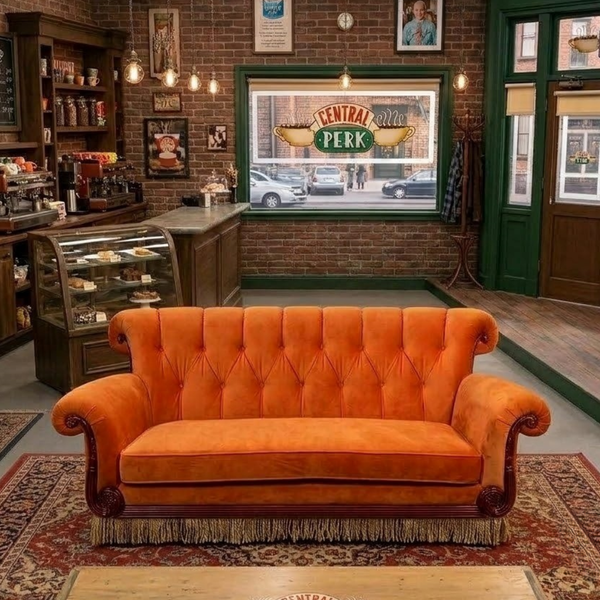Friends Solid Wood Velvet Sofa