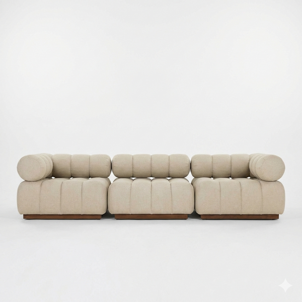 Lave 3 Seater Boucle Sofa - White Finish