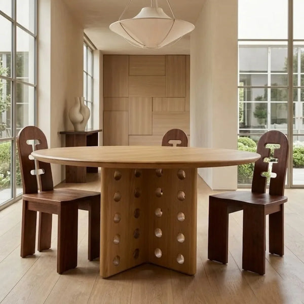 Hakama Solid Wood Round Dining Table Set- All Sizes