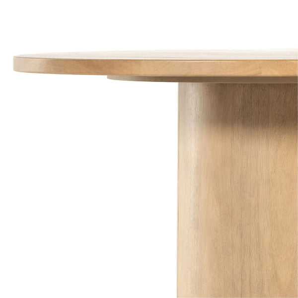 Modern Solid Wood Round Dining Table In Natural Finish