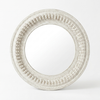 Hand Carved Round Mirror Frame - White Finish