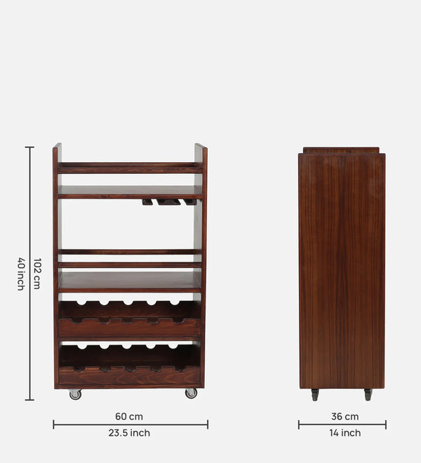 Hawick Wooden Bar Trolley in Walnut Veneer Finish