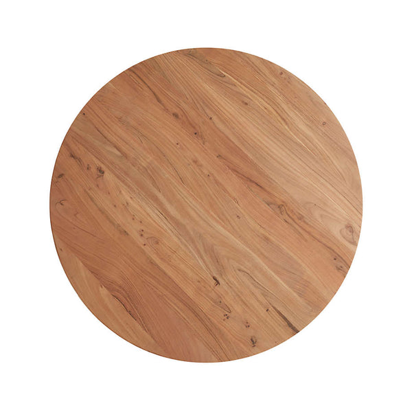 Solid Wood and Stainless Steel Dining Table | Natural Finish/Gold