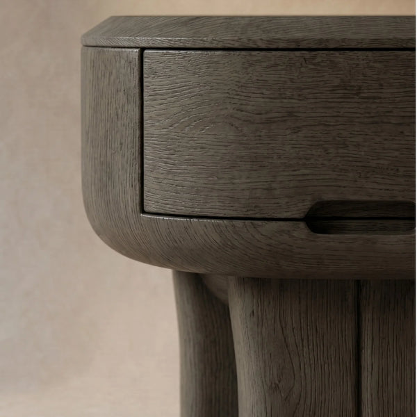 Hincesti Oak Wood Bedside Table With 1 Drawer