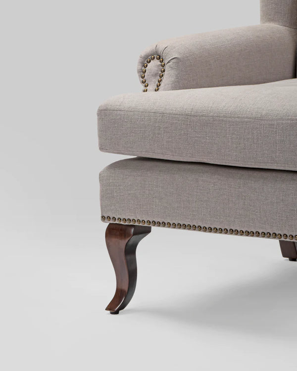 Solid Sheesham Wood & Fabric Single Seater Sofa