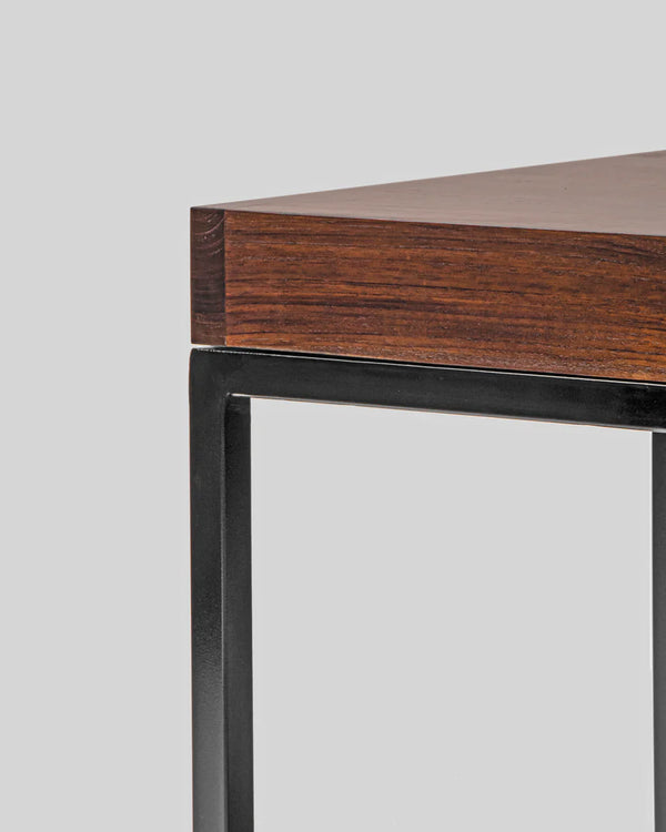 Classic Solid Wood End Table with Metal Legs