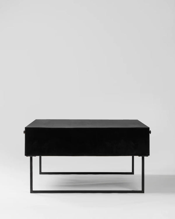 Classic Rattan Sheesham Solid Wood Black Finish Coffee Table