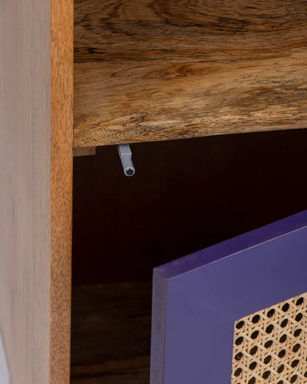 Rattan Solid Wood Bookshelf - Contemporary Design