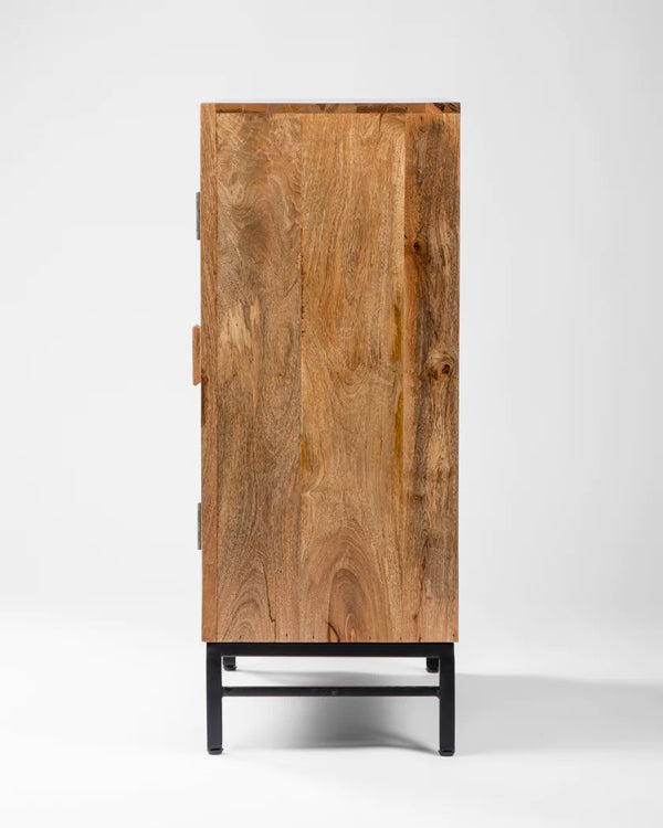 Modern Rattan Mango Solid Wood Natural Finish Sideboard