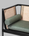 Classic Rattan Sheesham Solid Wood and Fabric Teal 3 Seater Fabric Sofa