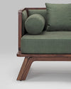 Classic SheeshamWood and Fabric Brown and Green Chaise Lounge
