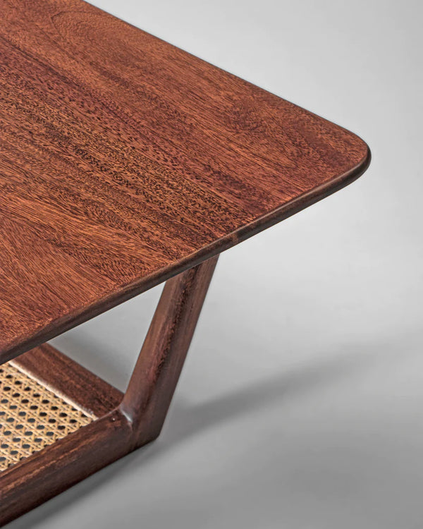 Rattan Sheesham Solid Wood Cane Coffee Table