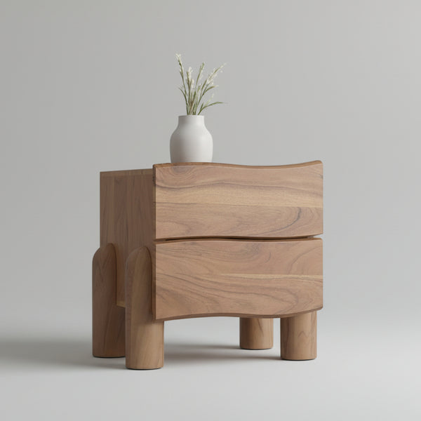 Ibiza Acacia Wood Side Table With Drawer
