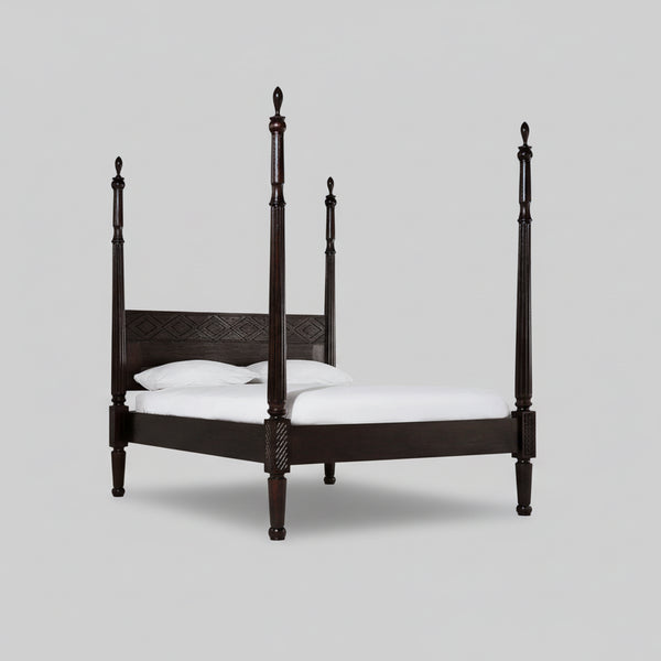 Imperial Solid Wood Poster Bed In Walnut Finish