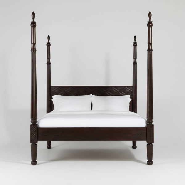 Imperial Solid Wood Poster Bed In Walnut Finish