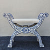 Indigo Roman Style Acrylic Inlay Ottoman