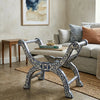 Indigo Roman Style Acrylic Inlay Ottoman
