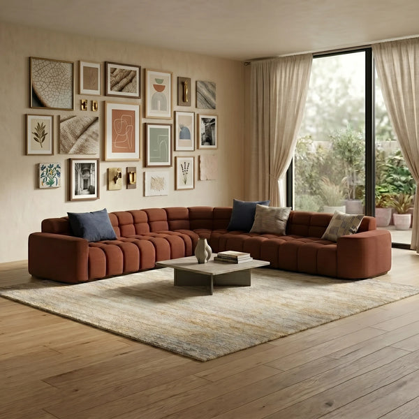 Itacoatiara Solid Wood Linen Sectional Sofa