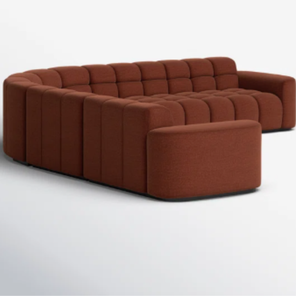 Itacoatiara Solid Wood Linen Sectional Sofa