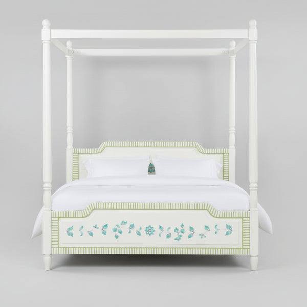 Jaipuri Hand Painted Solid Wood Poster Bed