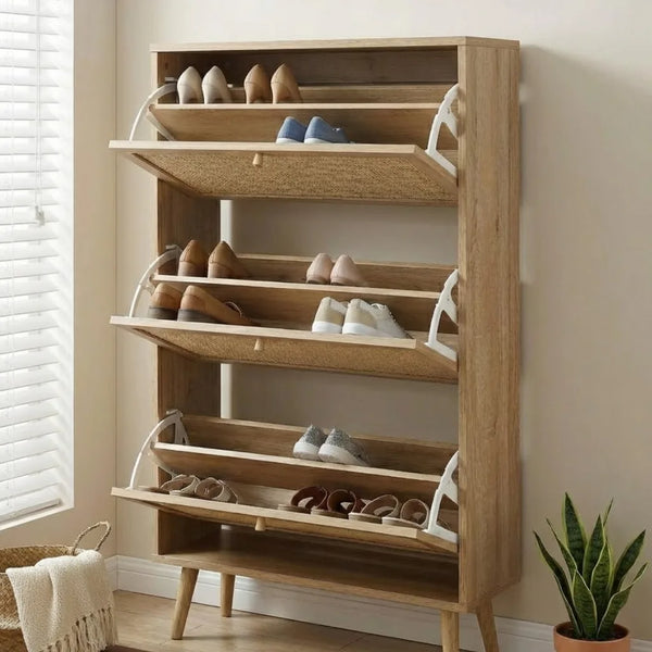Kandy Rattan 3- Tier Shoe Cabinet