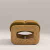 Wooden stool with a textured surface on a beige background