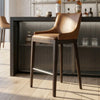 Kilbride High Upholstered Teakwood stool with back