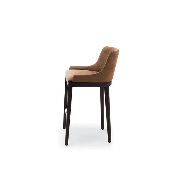 Kilbride High Upholstered Teakwood stool with back