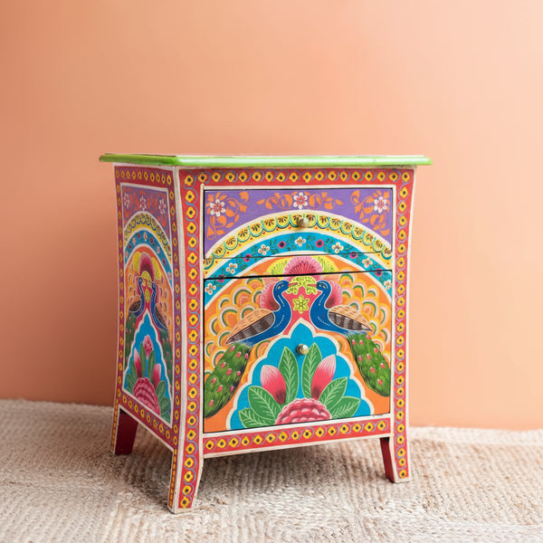 Kishangarh Mango Wood Hand Painted Bedside Cabinet