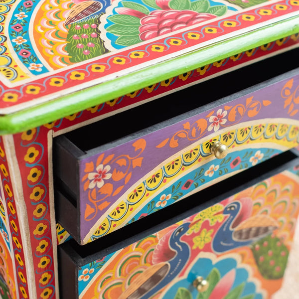 Kishangarh Mango Wood Hand Painted Bedside Cabinet