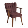 Modern & Classy Solid Wood Velvet Arm Chair - Maroon Finish
