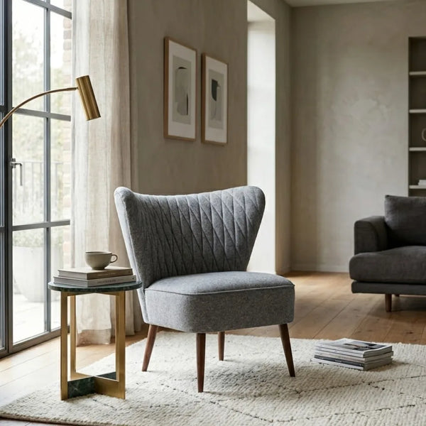 Ladybrand Solid Sheesham Wood and Fabric Accent Chair