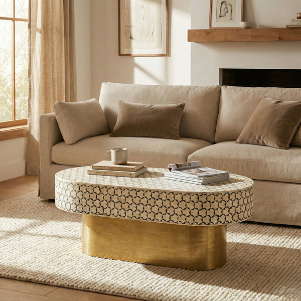 LaramieBone Inlay Oval Coffee Table