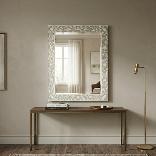 Rectangular Large Floral Wall Mirror Decor | Living Room Decor