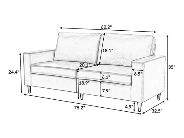 Florence Modern Two Seater Leatherette Sofa