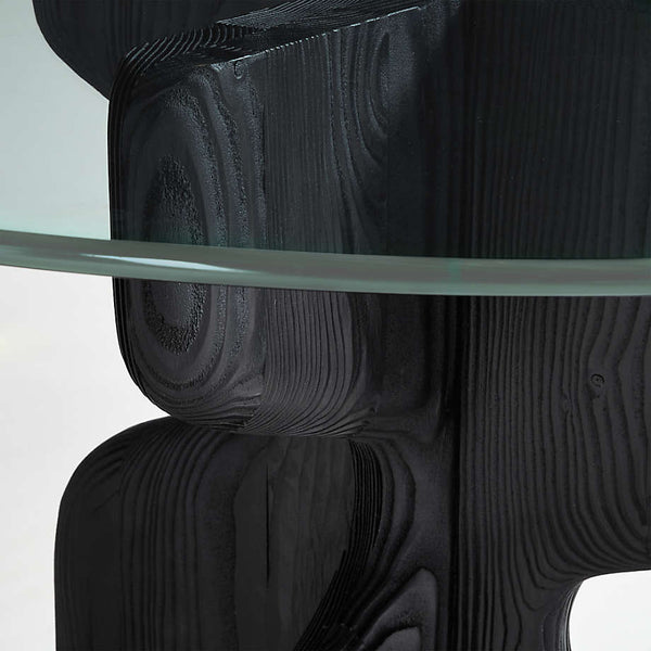 Modern Acacia Solid Wood and Glass Top Dining Table