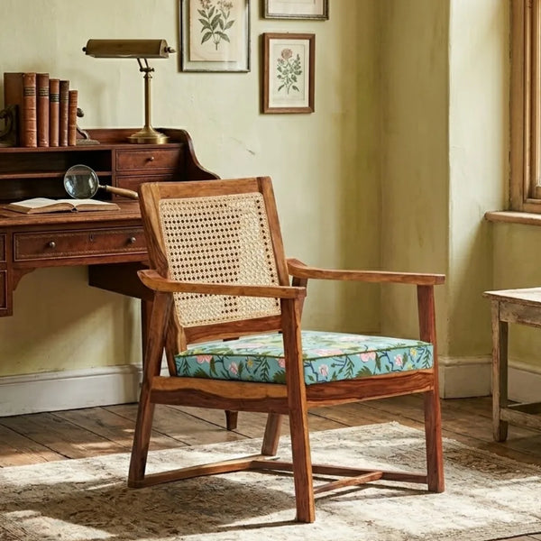 Leonora Rattan Sheesham Wood Armchair