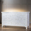 Bone Inlay Mother of Pearl Floral Sideboard with Drawers