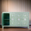 Bone Inlay Lime Green Mother of Pearl Floral Sideboard