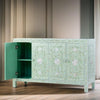 Bone Inlay Lime Green Mother of Pearl Floral Sideboard