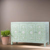 Bone Inlay Lime Green Mother of Pearl Floral Sideboard