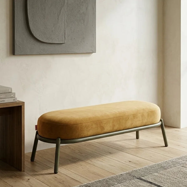 Linmeyer Modern Fabric Entryway Bench | Gold & Brown